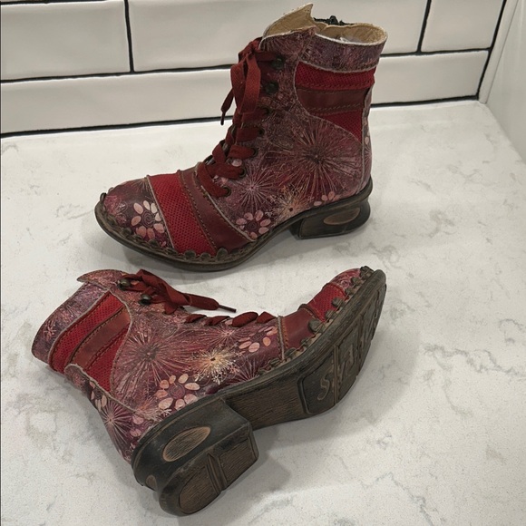 Rovers Stiefeletten Rosa/Mehrfarbig Gr. Floral Red Women's Boots Leather - Picture 5 of 14